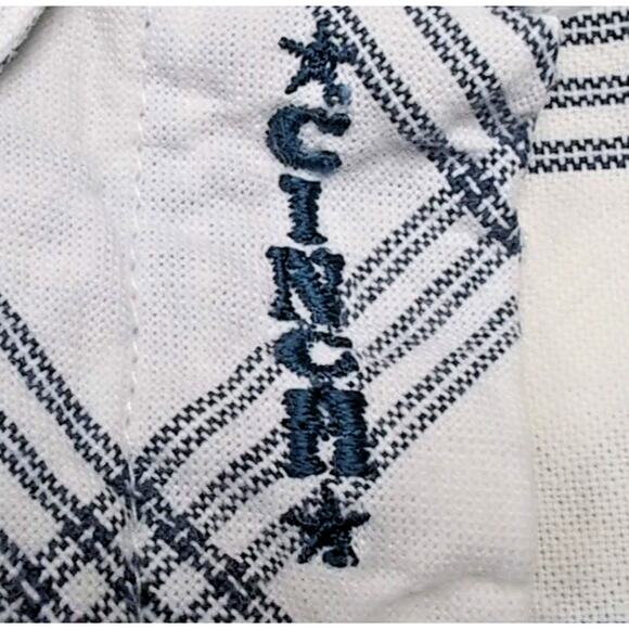 Cinch Pearl Snap Western Shirt Classic Cowboy Collection Mens Size L White Blue - Picture 6 of 16